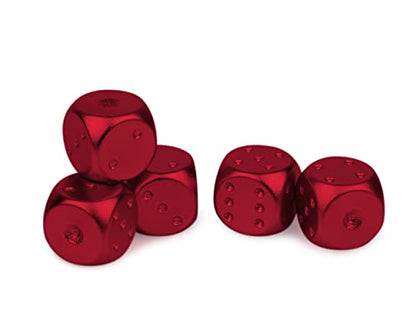 DS.DISTINCTIVE STYLE Aluminum Alloy Dice 5 Pieces 16mm Portable Metal Dices with Case 6 Sided Dice for Party Game - color: Red, style: Rectangle