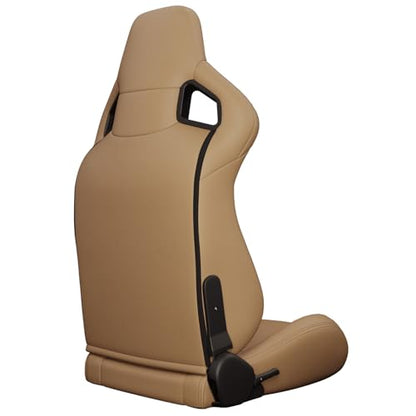 2 Pcs Adjustable Universal Racing Seats with Double Sliders, Reclinable Bucket Seats, 1 Pair of Sport Seats for Vehicles (Beige-A) - color: Beige-A