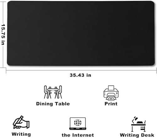 Large Mouse Pad Desk Mat Office Desk Pad with Stitched Edges, Black | 35.4"x15.7" Non-Slip Waterproof Rubber Base Gaming Laptop Desk - color: Black, size: 35.4" x 15.7"