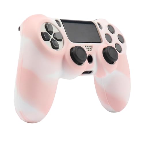 Ralan Pink Controller Skin Protector - Silicone Cover Compatible with PS4 Slim/PS4 Pro Controller (6 Pro Thumb Grips, 2 Skull Cap Grips)(Camouflage Pink + White Pink) - color: Whitepink
