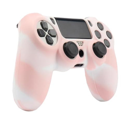 Ralan Pink Controller Skin Protector - Silicone Cover Compatible with PS4 Slim/PS4 Pro Controller (6 Pro Thumb Grips, 2 Skull Cap Grips)(Camouflage Pink + White Pink) - color: Whitepink
