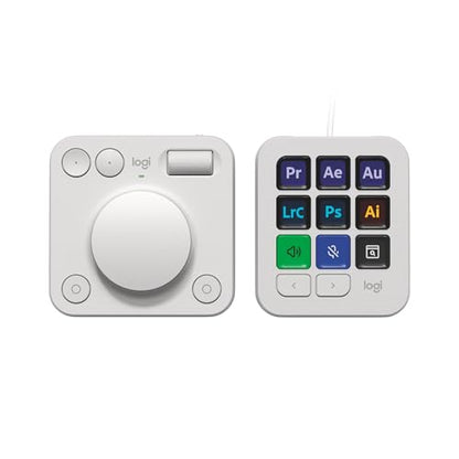 Logitech MX Creative Console 9 Customizable Keys - Pale Grey | Stream Deck accessories, graphic design, Adobe, Zoom, Spotify, 3-month Adobe Creative Cloud membership - color: Pale Grey