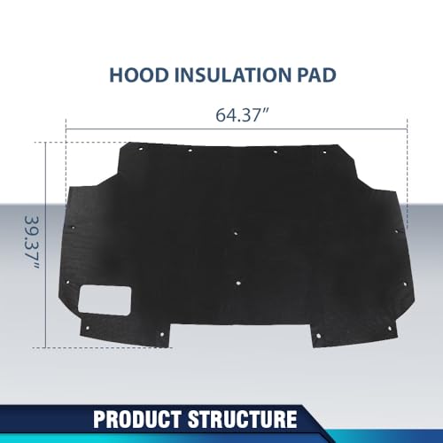 PIT66 Hood Insulation Pad w/ Clips Compatible with Ford F150 F250 F350 Bronco 1987 1988 1989 1990 1991 - style: 1987-1991 Ford F150