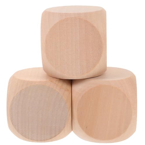 EXCEART Blank Wooden Dice 3 Pcs 2.24 Inch Unfinished Wood Dice Blocks for DIY Painting Craft Projects Board Game Accessories Classroom Learning and Handmade Decor