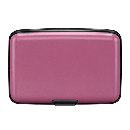 RFID Blocking Credit Card Protector Case Holder Wallet for Men Women | RFID Blocking Credit Card Protector Aluminum ID Case Hard Shell Business Card Holders Metal Wallet for Men or Women - color: Matte Pink