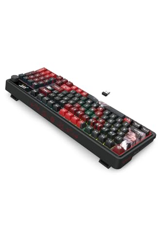 Redragon K719 PRO Wireless Gasket Gaming Keyboard w/Hype Screen & Knob, 95 Keys Mechanical Keyboard, Easy-Control 1.14’’ TFT Info Display, 5-Layer Noise Dampening, Custom Linear Switch, Anime Edition - color: Ember Queen