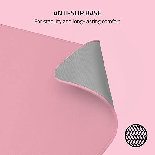 Razer Strider Hybrid Mouse Mat with a Soft Base & Smooth Glide: Firm Gliding Surface - Anti-Slip Base - Rollable & Portable - Anti-Fraying Stitched Edges - Water-Resistant - Large - Quartz Pink - color: Quartz Pink, size: 15.8L x 17.7W inches