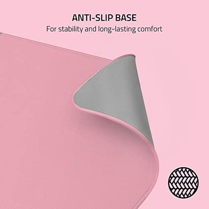 Razer Strider Hybrid Mouse Mat with a Soft Base & Smooth Glide: Firm Gliding Surface - Anti-Slip Base - Rollable & Portable - Anti-Fraying Stitched Edges - Water-Resistant - Large - Quartz Pink - color: Quartz Pink, size: 15.8L x 17.7W inches