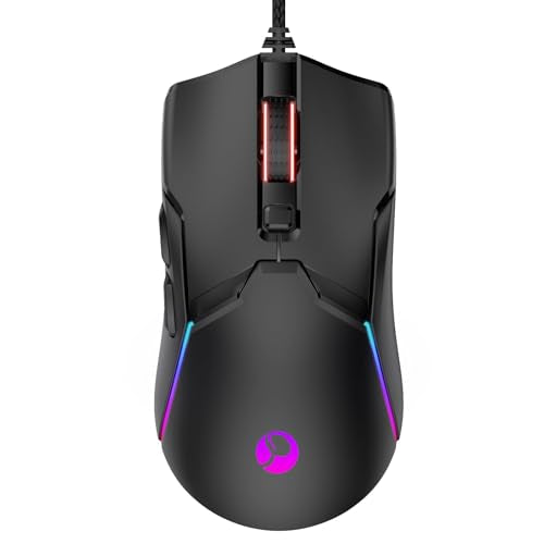 Wired Gaming Mouse,Ergonomic 8000 DPI Optical Gaming Mice with 12 RGB Backlit Modes, 6 Programmable Buttons, DIY Software for PC Gamer & Office