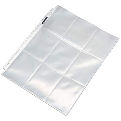 Amazon Basics 9-Sleeve Trading Card Protectors for 3 Ring Binder, Clear, 500-Pack - size: 500-Pack