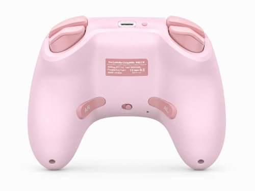 aghi Hall Effect Wireless Gaming Controller with Phone Clip | for iPhone/Android/PC/Steam/TV/Switch/Switch 2 with Hall Joysticks, Lock Speed, Macro, 6-Axis Gyro, Vibration, Turbo, Pink - color: Light Pink