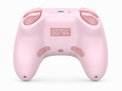 aghi Hall Effect Wireless Gaming Controller with Phone Clip | for iPhone/Android/PC/Steam/TV/Switch/Switch 2 with Hall Joysticks, Lock Speed, Macro, 6-Axis Gyro, Vibration, Turbo, Pink - color: Light Pink
