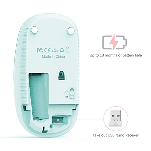 VssoPlor Wireless Mouse, 2.4G Computer Laptop Mouse, Mint Green to Purple | Slim Portable Mouse, Plug & Play USB Nano Receiver, Quiet Silent Optical Mice for Notebook, PC, Laptop, Computer - color: Mint Green to Purple