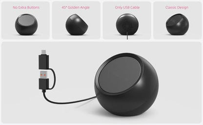 [Single] Computer Speaker for Desktop PC, USB-Powered, Plug-n-Play, Wired, External Speaker for Laptop, with Crystal-Clear Sound, Loud Volume, Rich Bass, Built-in USB-C Adapter for Full Compatibility