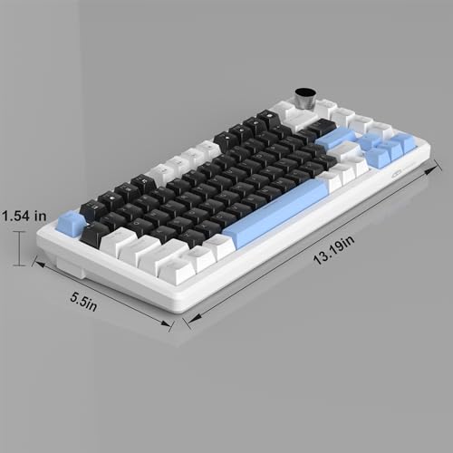 MageGee 75% Mechanical Gaming Keyboard, Compact Blue Backlit Wired Gaming Keyboards with Black Switches, EVA Foam, Knob Control, STAR75 Portable NKRO PC Gaming Keyboard - Black & Blue - color: Black & Blue - Black Switch
