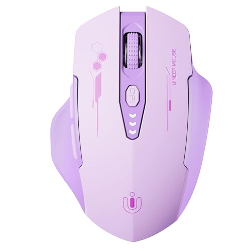 Uineer Bluetooth Mouse, Tri-Mode Wireless, Rechargeable, 3-Device Switch | Dual Bluetooth plus 2.4G connectivity, 3-device switching and a visible rechargeable battery level. - color: purple