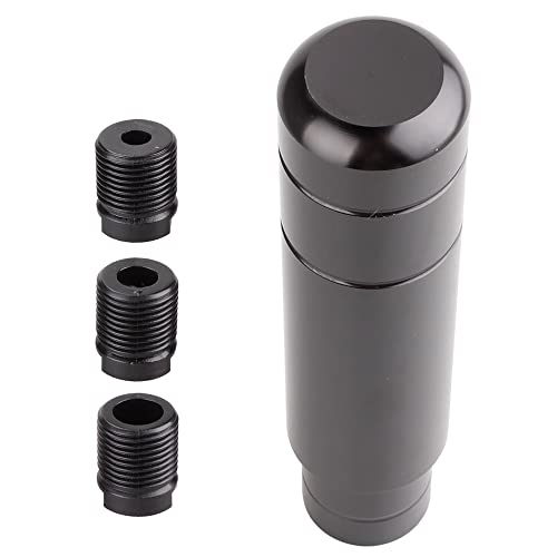 BARTOO Aluminum Alloy Heavy Weighted Shifter Knob, 5" Auto Gear Shift Knob, Car Gear Lever Stick Shifter Handle,with 3 Threaded Adapters M8 M10 M12,Fit Most Automatic Manual Vehicle (Black) - color: Black