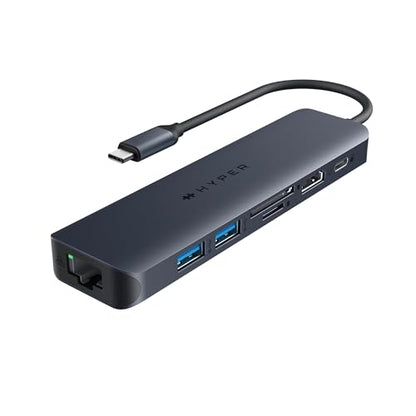 HyperDrive Next 7 Port USB C Hub for Mac, PC, Chromebook with 4K60Hz HDMI, 2 USB-A, USB C Hub 10Gbps, USB-C 10Gbps 100W Power Delivery, SD Card Reader, Ethernet Ports - size: 7 Port USB-C Hub with 2x USB-A
