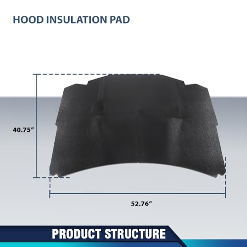 PIT66 Hood Insulation Pad w/o Holes Compatible with Benz W124 E Class 1990-1995 / 300CE 300E 300TE 1990-1993 / 400E 500E 1992-1993 / E320 E420 1994-1995 / E500 1994 1246820726 Black - style: 1990-1995 Benz W124 E Class w/o Holes