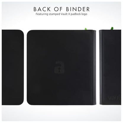 Vault X 12 Pocket Zip Trading Card Binder 480 Cards Exo-Tec (Black) | Holds 480 standard-size TCG cards in 20 side-loading 12-pocket pages. Padded, water-resistant Exo-Tec cover. - color: Black, size: 12 Pocket