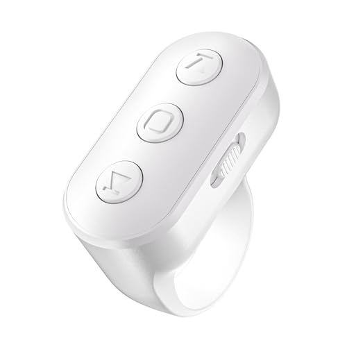 Scrolling Ring Remote for TikTok YouTube IG Shorts Video Landscape Portrait, Fingertip Wireless Scroller Page Turner Clicker for Kindle APP Compatible with iPhone iPad Android Phone Tablet (White) - color: White
