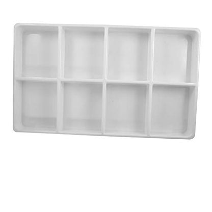 Heavy Duty Beach-Stone White Plastic 8 Compartment Tray - for Storage/Organization/Display/Sales/Stacking/Sorting