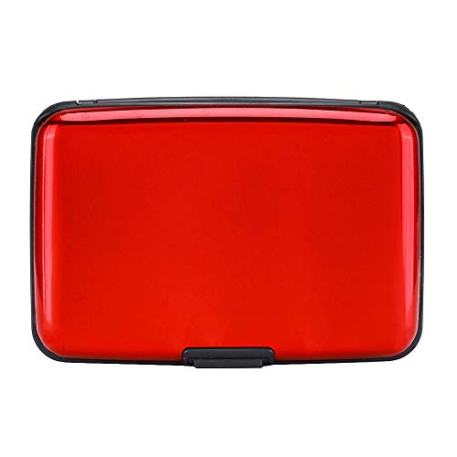 RFID Blocking Credit Card Protector Case Holder Wallet for Men Women | RFID Blocking Credit Card Protector Aluminum ID Case Hard Shell Business Card Holders Metal Wallet for Men or Women - color: Aluminum, Red