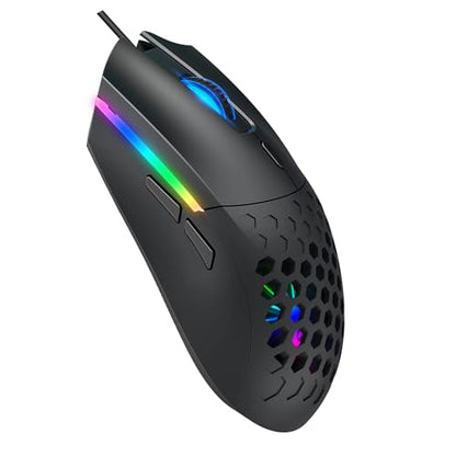 Cuifati Hollow Design RGB Backlit Wired Mouse, Ergonomic 6400DPI Optical Gaming Mouse 6 Buttons USB Plug Play, Lightweight 99g Computer for Gaming and Work, Premium ABS Durable (S500 White) - color: S500 White