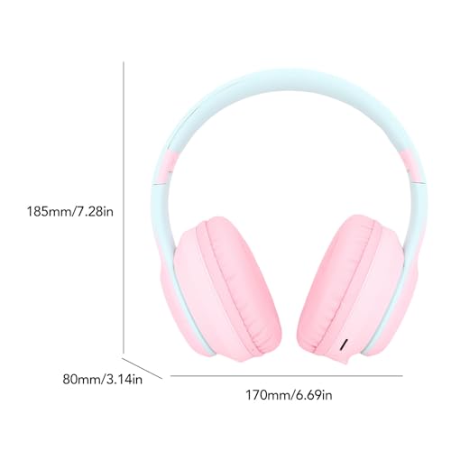 SUNGOOYUE Headphone Gaming Headphones, ABS 5.3 Over Ear Headset with Active Noise Cancelling, 3.5mm Wired, Foldable, Mic, 400mAh for Gaming Music Calls (Pink) - color: Pink