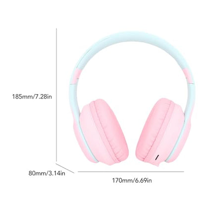 SUNGOOYUE Headphone Gaming Headphones, ABS 5.3 Over Ear Headset with Active Noise Cancelling, 3.5mm Wired, Foldable, Mic, 400mAh for Gaming Music Calls (Pink) - color: Pink
