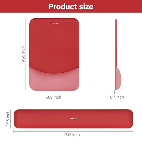 MOSISO Wrist Rest Support Mouse Pad & Keyboard Set, Red | Rectangular Ergonomic Mousepad, Non-Slip Base, Home/Office Pain Relief & Easy Typing, Neoprene Cloth & Raised Silicone Lining - color: Red