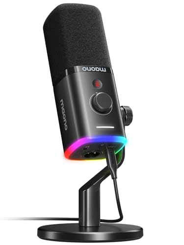 MAONO PD100X USB/XLR Podcast Microphone for PC,Gaming Streaming Dynamic Mic | Noise Reduction,Tap to Mute,Custom RGB, Maono Link Support,Volume & Gain Control,Desktop Stand,for Computer Recording,Meeting - color: Black, style: Desktop Stand Version