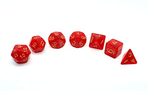 Polyhedral DND Dice Set for Dungeon and Dragons D&D Pathfinder MTG 7-Die RPG Dice with Dice Bag（Red Dice） - color: Red