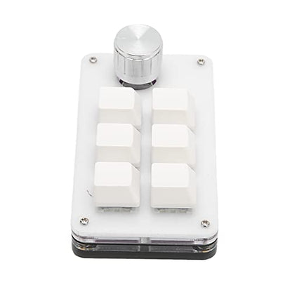 Zyyini Programmable Keyboard, 6 Key One Handed Mechanical Keyboard with Knob,Poortable Multifunctional Mechanical Gaming Keypad for Gaming Office (White) - color: White