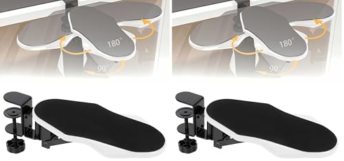 Computer Arm Rest for Desk, 180° Adjustable Rotating Desk Extender Tray, 90° Foldable Elbow Arm Support, Ergonomic Desk Arm Wrist Rest Shelf for Home and Office (Pack of 2) - color: W-white, size: Medium (2 Count)