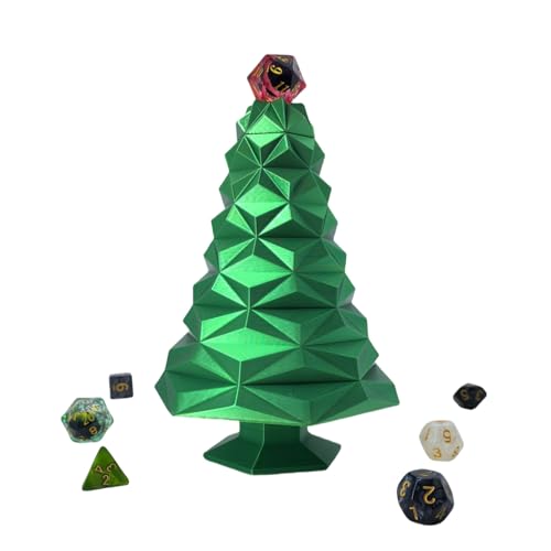 Christmas Tree Green Tree Dice Tower Dungeons and Dragons RPG abletop Roleplaying Game Jail D&D (Random 7PCS D20 Dice Set Included) Green
