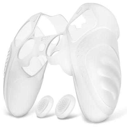 PlayVital Guardian Edition Anti-Slip Ergonomic Silicone Cover Case for ps5 Edge Controller, Soft Rubber Protector Skin for ps5 Edge Wireless Controller with Thumb Grip Caps - Clear White - color: Clear White