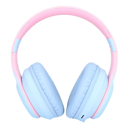 SUNGOOYUE Headphone Gaming Headphones, ABS 5.3 Over Ear Headset with Active Noise Cancelling, 3.5mm Wired, Foldable, Mic, 400mAh for Gaming Music Calls (Blue) - color: Blue