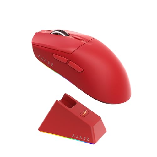 AJ139 V2 MC Wireless Gaming Mouse 2.4G Wired/Bluetooth | RGB Magnetic Charging Dock | Lightweight Design | 12K DPI | 500mAh Battery | PAW3311 Sensor | 5 Programmable Buttons, Compatible with PC/Mac - color: Red