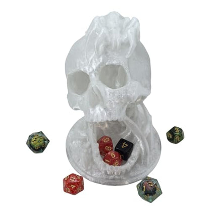 Skull Dice Tower Dungeons and Dragons RPG abletop Roleplaying Game Jail D&D (Random 7PCS D20 Dice Set Included) Crystal - color: Crystal