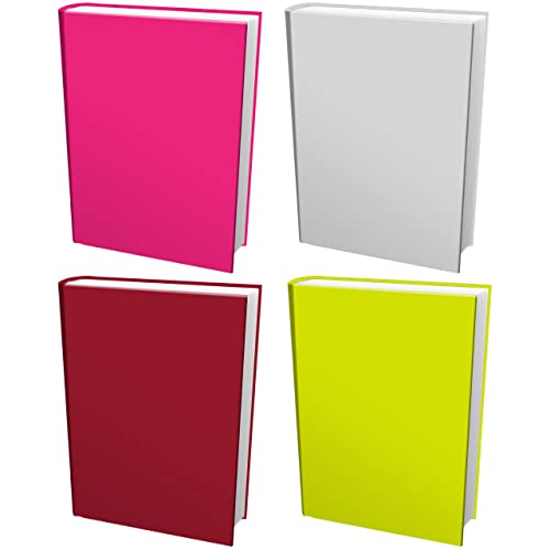 Easy Apply, Reusable Book Covers 4 Pk. Best Jumbo 9x11 Textbook Jacket for Back to School. Stretchable to Fit Most Medium Hardcover Books. Perfect Fun, Washable Designs for Girls, Boys, Kids and Teens - color: Pink, White, Maroon, Yellow