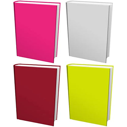 Easy Apply, Reusable Book Covers 4 Pk. Best Jumbo 9x11 Textbook Jacket for Back to School. Stretchable to Fit Most Medium Hardcover Books. Perfect Fun, Washable Designs for Girls, Boys, Kids and Teens - color: Pink, White, Maroon, Yellow