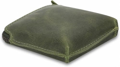 Premium Full Grain Leather Playing Card Case, Zippered Playing Card Holder for Poker Bridge Cards, Durable Leather Card Deck Storage Organizer Travel Card Carrying Pouch Multi Purpose Wallet - color: Green