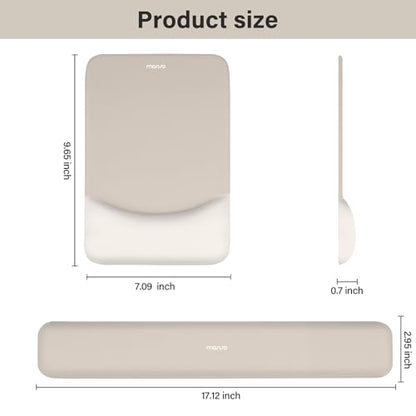 MOSISO Wrist Rest Support Mouse Pad & Keyboard Set, Stone Gray | Rectangular Ergonomic Mousepad, Non-Slip Base, Home/Office Pain Relief & Easy Typing, Neoprene Cloth & Raised Silicone Lining - color: Stone Gray