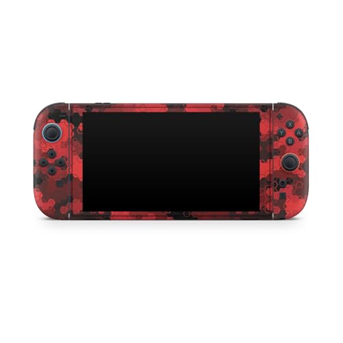 Gaming Skin Compatible with Nintendo Switch 2 Console Only - Red Hexa Camo - Premium 3M Vinyl Protective Wrap Decal Cover - Easy to Apply | Crafted in The USA by MightySkins - color: Red Hexa Camo, size: Switch 2 Console Skin Only, style: Matte Finish