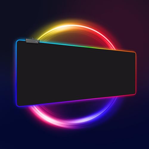 RGB Gaming Mouse Pad,13 Colors Led Light RGB PC Large Gaming Desk Mat, Non-Slip Rubber Based with Waterproof Coating Big Mouse Pad 31.5X11.8 in
