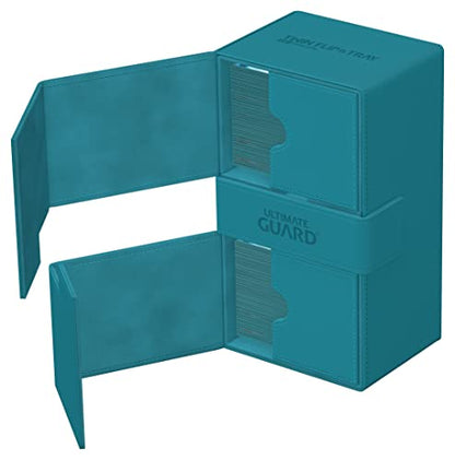 Ultimate Guard Twin Flip'n'Tray 200+, Deck Case for 200 Double-Sleeved TCG Cards + Dice Tray, Petrol, Independent Magnetic Closure & Microfiber Inner Lining - color: Petrol, size: 200+