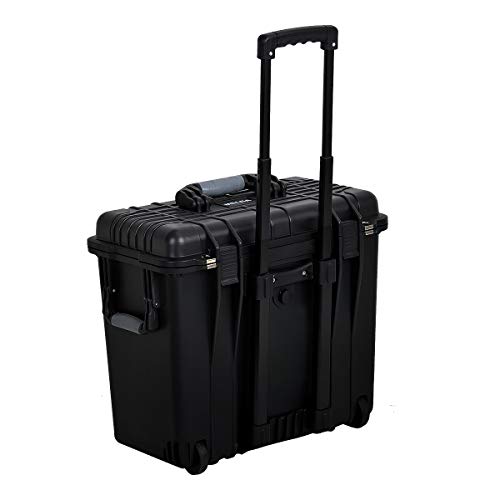 MEIJIA Rolling Waterproof Hard Protective Case, Hard Camera Case with Retractable Pull Handle and Wheels,Customizable Fit Foam Inserted, Black,19.88X12.01 X18.11 inches - size: 19.88X12.01 X18.11 inches