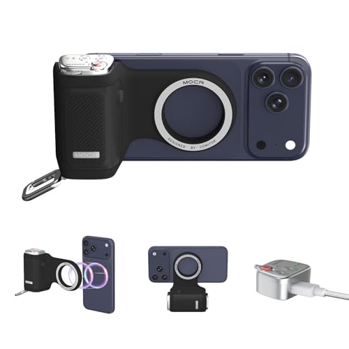 COMITOK MOCA iPhone 17 Pro Camera Grip No Need App for iOS26, Compatible iOS17 and iOS18, Fun Shot Magnetic Grip for Phone Native Camera with Anti-Drop Detachable Remote and Convenient Keychain Hook - color: Black, size: MOCA