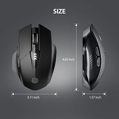 INPHIC Bluetooth Mouse, Upgraded Visible Battery, Rechargeable Bluetooth Wireless Mouse (Dual Mode: BT 5.0+ USB 2.4G), 2400DPI Portable Silent Click Mouse for Laptop PC Computer Mac, Black - color: Black